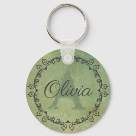 Chic Olive Green Monogram op persoonlijke titel Sleutelhanger