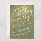 Chic Olive Green Sparkly Glitter Ombre Verjaardag Kaart (Voorkant)