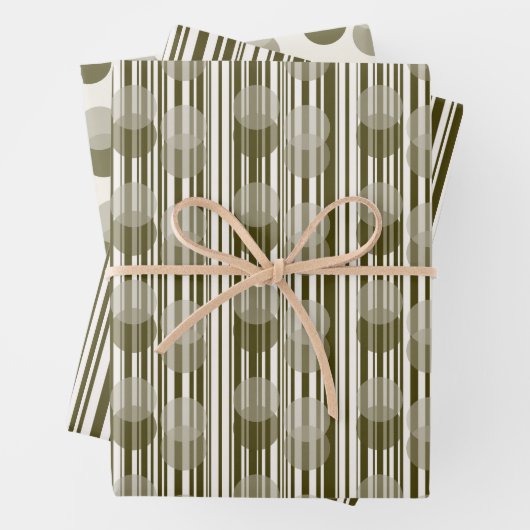 Chic Olive Green Tinsel en Confetti Patterns Inpakpapier Vel (In situ)