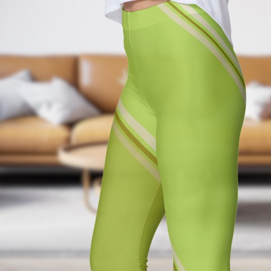 Chic Olive onder Bleke Green Banded Print Leggings