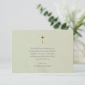 Chic Olive Roman Catholic Baptism Bedankkaart (Staand voorkant)