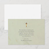 Chic Olive Roman Catholic Baptism Bedankkaart (Voorkant / Achterkant)