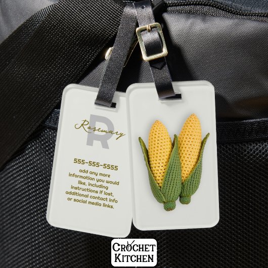 Chic Oma's Garden Modern Crochet Corn Naam Bagagelabel