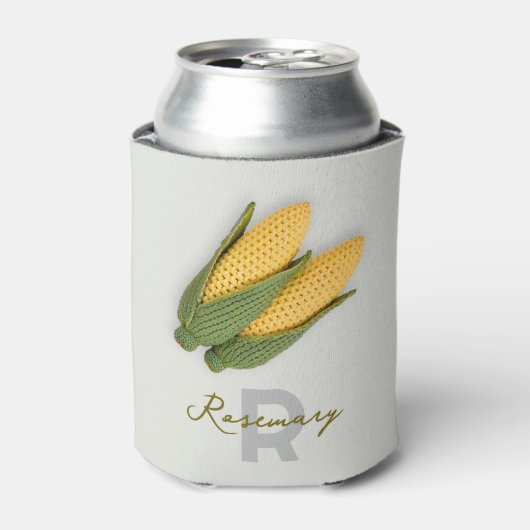 Chic Oma's Garden Modern Crochet Corn Naam Blikjeskoeler (Blikje Voorkant)