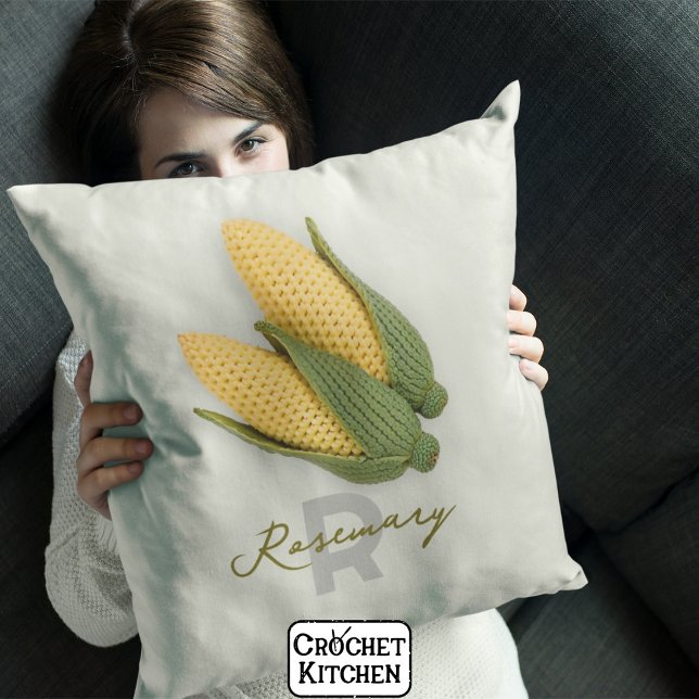 Chic Oma's Garden Modern Crochet Corn Naam Kussen (Creator heeft geüpload)