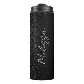 Chic Ombre Black Glitter Signature Script Name Thermosbeker (Voorkant)