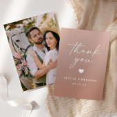 Chic Ombre Clay Terracotta & Blush Pink Wedding Bedankkaart