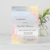 Chic Ombre Glitter bestuurt Silver Bat Mitzvah Kaart (Staand voorkant)