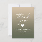 Chic Ombre Monstera Green & Yellow Gold Wedding Bedankkaart (Voorkant)