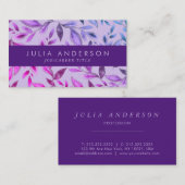 Chic Ombre Paars Violet Botanical Leaves Patroon Visitekaartje (Voorkant / Achterkant)