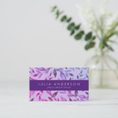 Chic Ombre Paars Violet Botanical Leaves Patroon Visitekaartje (Staand voorkant)