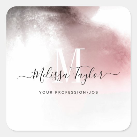 Chic Ombre Pink en Paarse Waterverf Vierkante Sticker (Voorkant)
