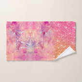 Chic ombre roos blush roze glitter monogram bad handdoek (Handdoek)