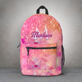 Chic ombre roos blush roze glitter monogram bedrukte rugzak