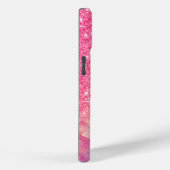 Chic ombre roos blush roze glitter monogram Case-Mate iPhone case (Achterkant / Rechts)