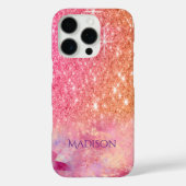 Chic ombre roos blush roze glitter monogram Case-Mate iPhone case (Achterkant)