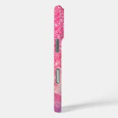 Chic ombre roos blush roze glitter monogram Case-Mate iPhone case (Achterkant / Rechts)