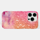 Chic ombre roos blush roze glitter monogram Case-Mate iPhone case (Achterkant (horizontaal))