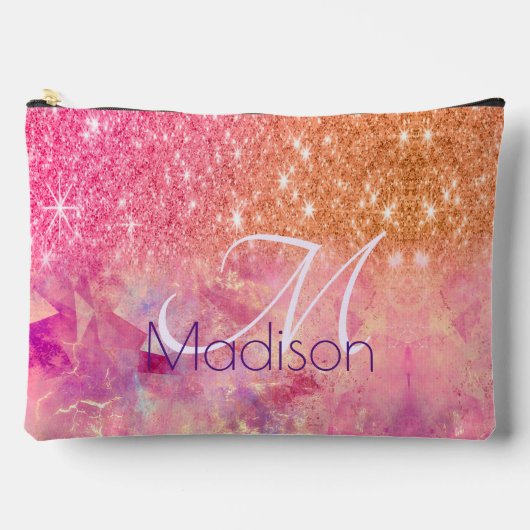 Chic ombre roos blush roze glitter monogram etui (Voorkant)