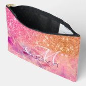 Chic ombre roos blush roze glitter monogram etui (Open)