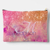 Chic ombre roos blush roze glitter monogram etui (Achterkant)