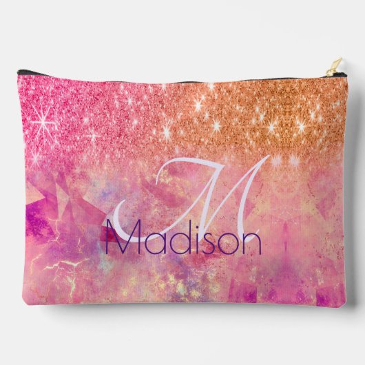 Chic ombre roos blush roze glitter monogram etui (Achterkant)