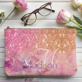 Chic ombre roos blush roze glitter monogram etui