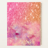 Chic ombre roos blush roze glitter monogram planner (Achterkant)