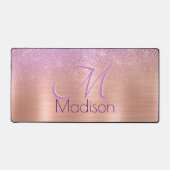 Chic ombre roze roze roos blush glitter monogram bureaumat (Voorkant)