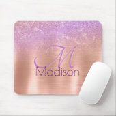 Chic ombre roze roze roos blush glitter monogram muismat (Met muis)