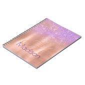 Chic ombre roze roze roos blush glitter monogram notitieboek (Linkerzijde)
