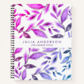 Chic Ombre Violet Paars Botanische Bladeren Patroo Notitieboek (Voorkant)