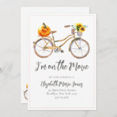 Chic On the Move Pumpkin Sunflower Bicycle Moving Aankondiging (Voorkant / Achterkant)