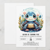 Chic Onder het Zee Blue Turtle Boy Verjaardag Kaart (Voorkant / Achterkant)