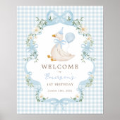 Chic One Gekke Goose Blue Balloon Verjaardag Welko Poster (Voorkant)