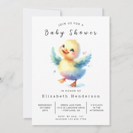 Chic Online Duck Baby shower Kaart (Voorkant)