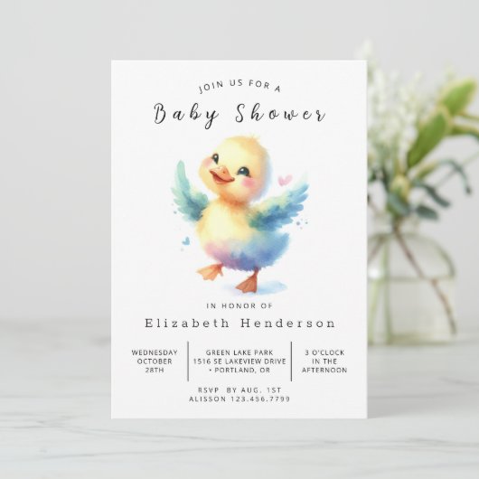 Chic Online Duck Baby shower Kaart (Staand voorkant)