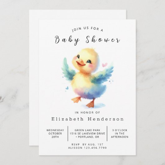 Chic Online Duck Baby shower Kaart (Voorkant / Achterkant)