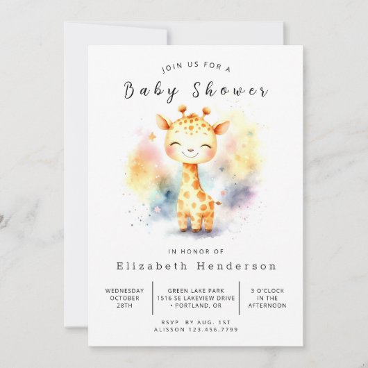 Chic Online Giraffe Baby shower Kaart (Voorkant)