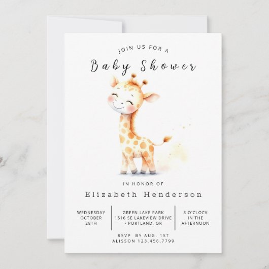 Chic Online Giraffe Baby shower Kaart (Voorkant)