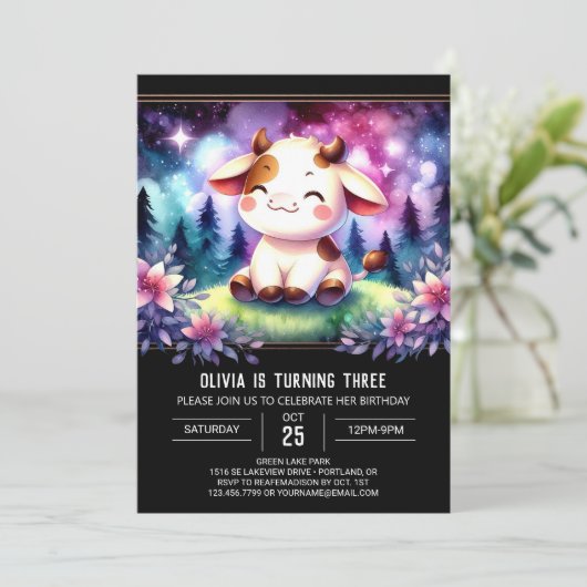 Chic Online Koe Verjaardag Kaart (Staand voorkant)