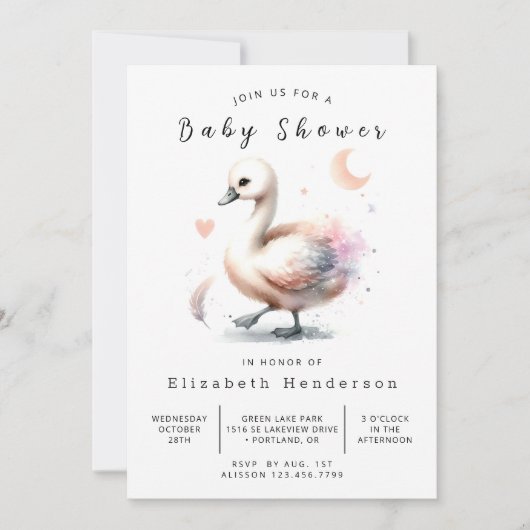 Chic Online Swan Baby shower Kaart (Voorkant)