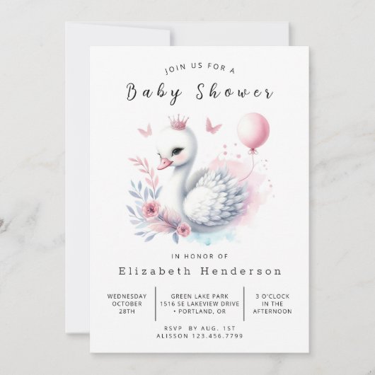 Chic Online Swan Baby shower Kaart (Voorkant)