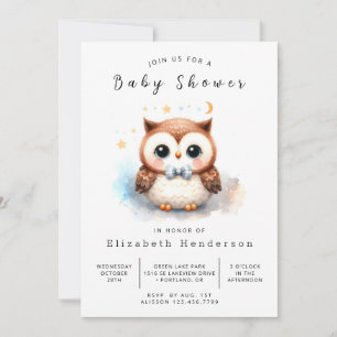 Chic Online Uil Baby shower Kaart