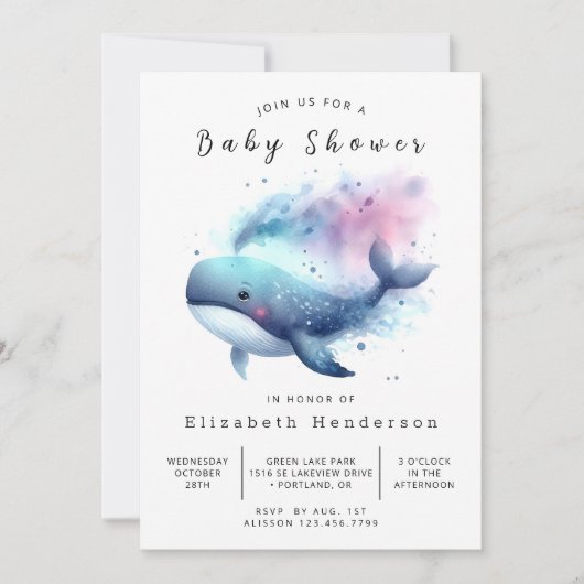 Chic Online Whale Baby shower Kaart (Voorkant)