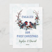 Chic Ons eerste kerstfeest met bullfinches Feestdagenkaart (Voorkant / Achterkant)