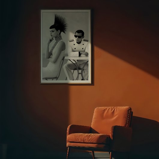 Chic Ontmoeting: Avant-Garde Monochrome Mode Poster