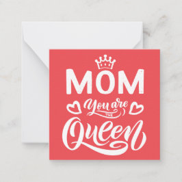 Chic ontwerp typografie mama jij bent de koningin notitiekaartje