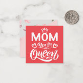 Chic ontwerp typografie mama jij bent de koningin notitiekaartje (Voorkant / Achterkant in situ)