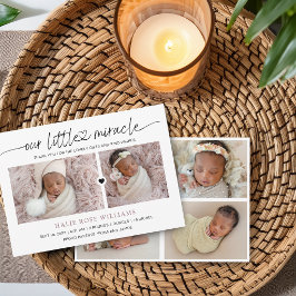Chic onze kleine mirakel foto collage geboorte aankondiging